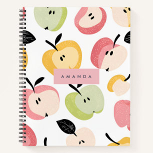 Personalised Colourful Cute Apple Pattern Notebook