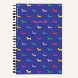Personalised Colourful Dachshund Pattern Small Notebook