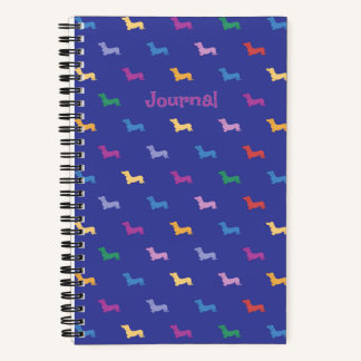 Personalised Colourful Dachshund Pattern Small Notebook