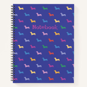 Personalised Colourful Dachshunds Pattern Large Notebook