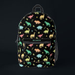 Personalised Colourful Dinosaur Dino Pattern Black Printed Backpack<br><div class="desc">Personalised Colourful Dinosaur Dino Pattern Black Printed Backpack by Millennium, perfect for boys and girls who love vibrant designs. This customisable backpack allows you to add a name to the outside, making it a unique and special gift. If personalisation isn’t desired, simply leave the text area blank for a sleek,...</div>
