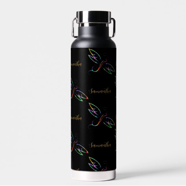Personalised Colourful dragonflies Water Bottle (Front)