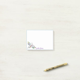 Personalised colourful dragonfly post-it notes