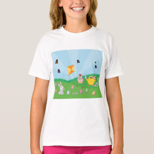 Personalised Colourful Easter Egg Hunt Bunny Chick T-Shirt