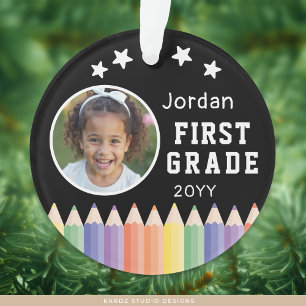 Personalised Colourful First Grade Keepsake Photo Ornament