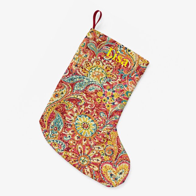 Personalised Colourful Floral Christmas Stocking (Front (Hanging))