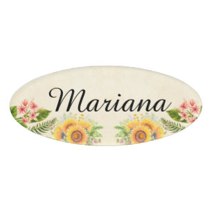 Personalised Colourful Floral Frame Name  Tag