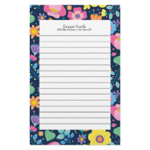 Personalised Colourful Floral Lined Stationery