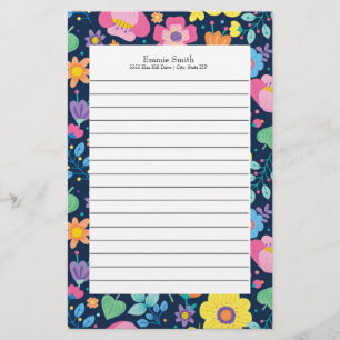 Personalised Colourful Floral Lined Stationery