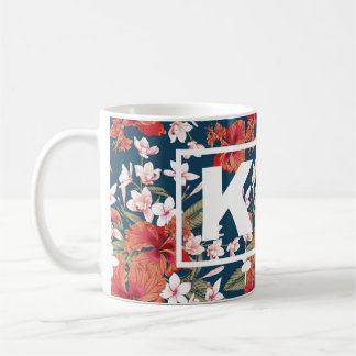 Personalised Colourful Floral Monogram Mug