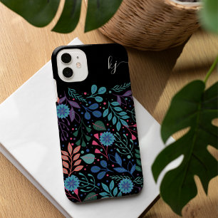 Personalised Colourful Floral Pattern Monogram iPhone 13 Case