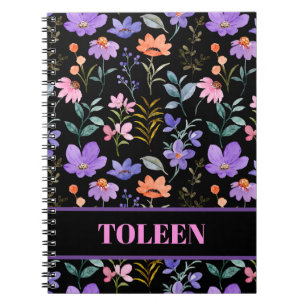 Personalised Colourful Floral Pattern              Notebook