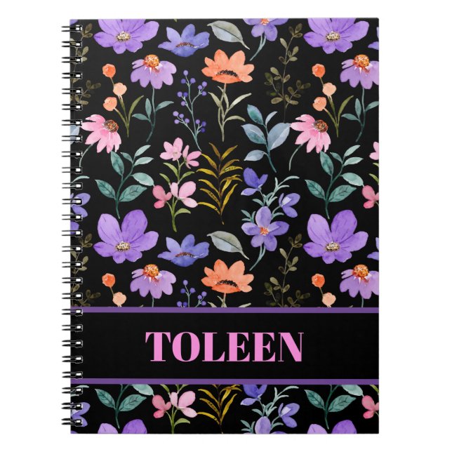 Personalised Colourful Floral Pattern              Notebook (Front)