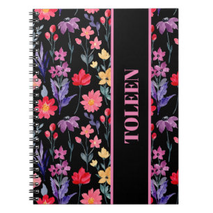 Personalised Colourful Floral Pattern              Notebook