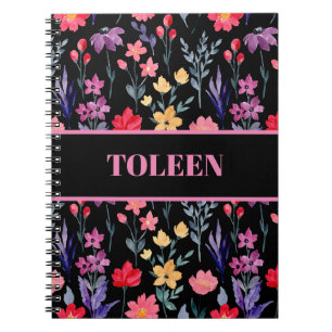 Personalised Colourful Floral Pattern              Notebook