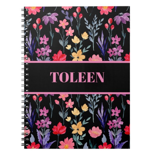 Personalised Colourful Floral Pattern              Notebook (Front)