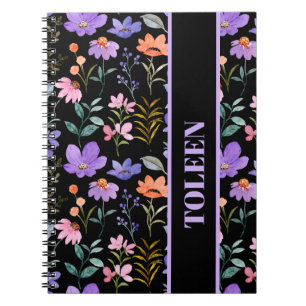 Personalised Colourful Floral Pattern              Notebook