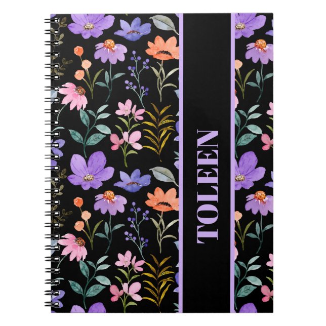 Personalised Colourful Floral Pattern              Notebook (Front)