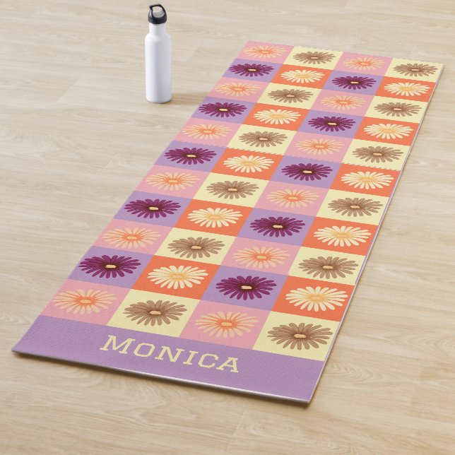 Personalised Colourful Floral Pink Purple Custom  Yoga Mat (In Situ)