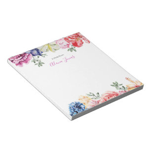 Personalised colourful floral watercolor Notepad