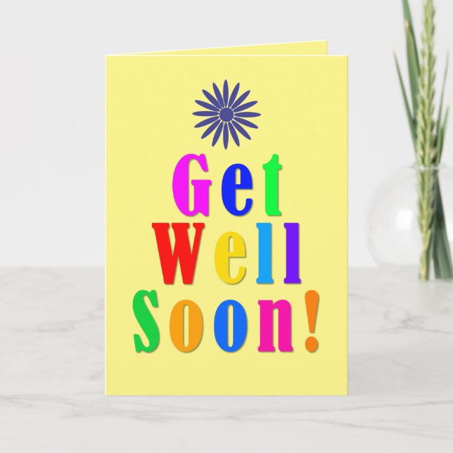 Personalised Colourful Floral Yellow Get Well Soon Card (Front)