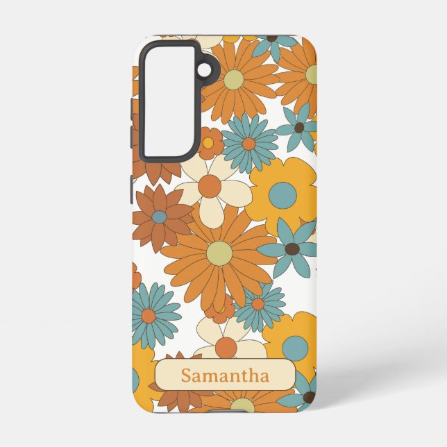 Personalised Colourful Flower Pattern  Samsung Galaxy S21 Case (Back)