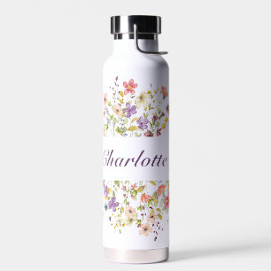 Personalised Colourful Flowers Water Bottle