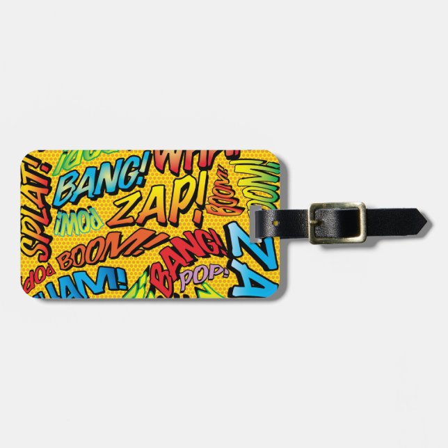 Personalised Colourful Fun Modern Comic Book Luggage Tag (Front Horizontal)