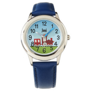 Personalised Colourful funny kids boys Train Choo Watch