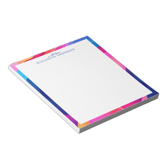 Personalised Colourful Geometric Border Notepad (Angled)