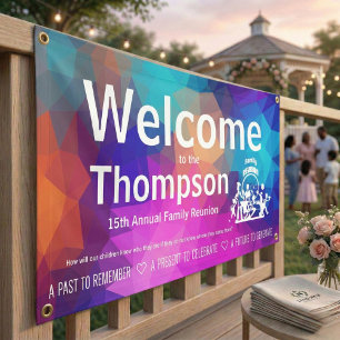Personalised Colourful Geometric Family Reunion  Banner