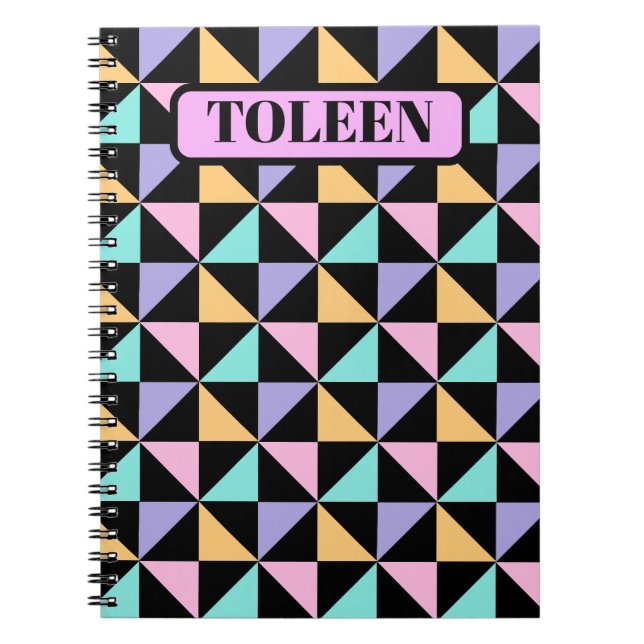 Personalised Colourful Geometric Pattern           Notebook (Front)
