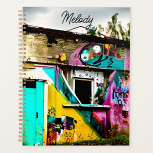 Personalised Colourful Graffiti Abandoned Planner