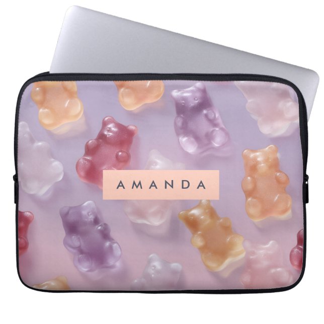Personalised Colourful Gummy Bear Pattern Laptop Sleeve (Front)