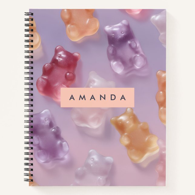 Personalised Colourful Gummy Bear Pattern Notebook (Front)