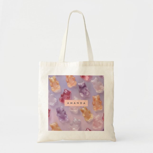 Personalised Colourful Gummy Bear Pattern Tote Bag (Front)