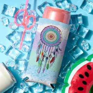 Personalised Colourful Hand Drawn Dreamcatcher  Seltzer Can Cooler