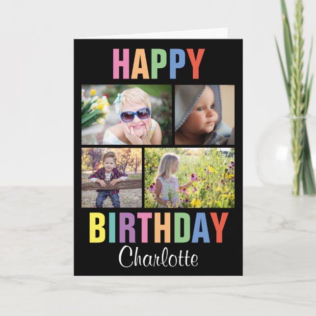 Personalised Colourful Happy Birthday Photo Card (Front)