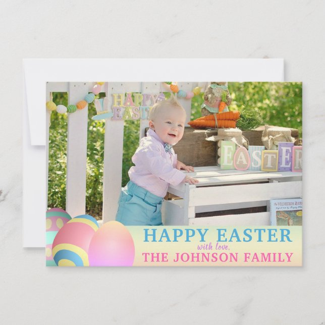 Personalised Colourful HAPPY EASTER | PHOTO Holiday Card (Front)