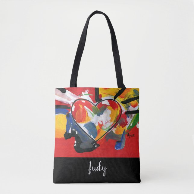 Personalised colourful Heart Music Sheet abstract Tote Bag (Front)