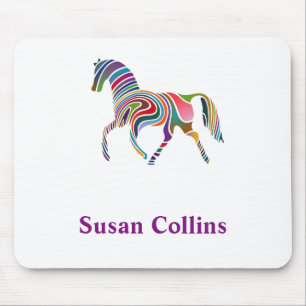 Personalised Colourful Horse Pony Girl Mouse Mat