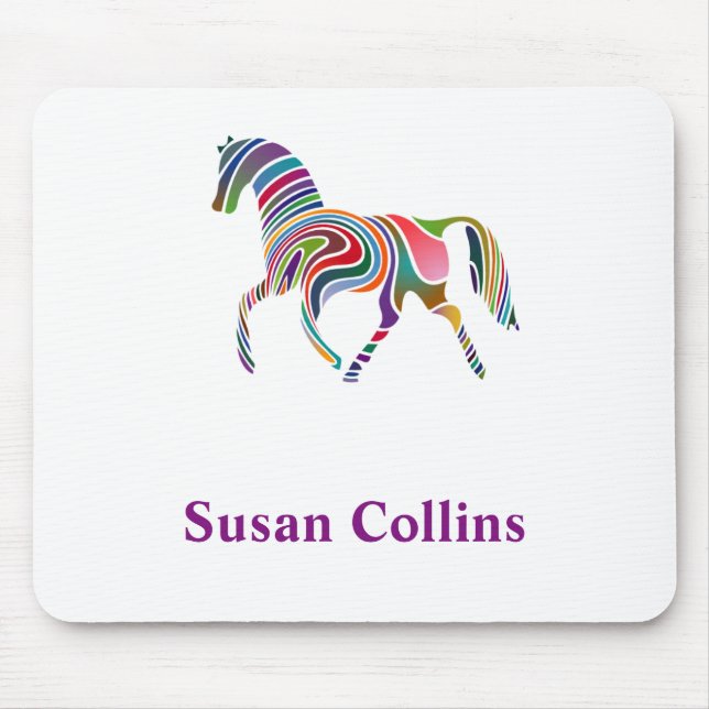 Personalised Colourful Horse Pony Girl Mouse Mat (Front)