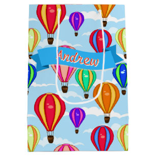 Personalised Colourful Hot Air Balloons In The Sky Medium Gift Bag