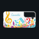 Personalised Colourful Jumbled Music Notes Samsung Galaxy Case<br><div class="desc">Perfect for the musician or the music lover, this eye-catching and cool music design can be customised to become a unique and personlized music gift. It features jumbled musical notes and a large treble clef in the colours of the rainbow. A range of colour variations available in store and we...</div>