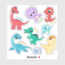 Personalised Colourful Kids Dinosaur Name Label