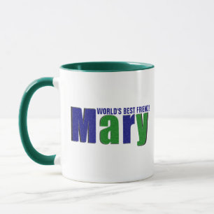 Personalised Colourful "Mary" Name, Green and Blue Mug