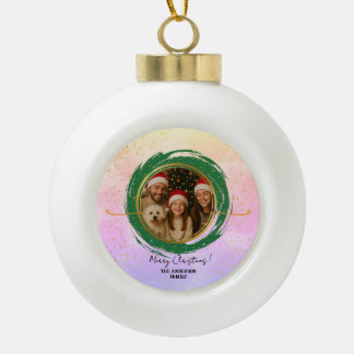 Personalised Colourful Merry Christmas Ceramic Ball Christmas Ornament