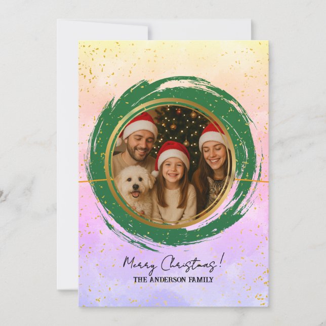 Personalised Colourful Merry Christmas Holiday Card (Front)