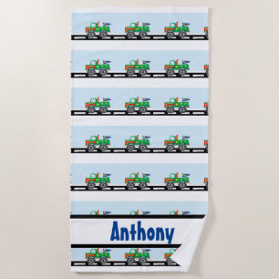 Personalised Colourful Monster Truck Beach Towel