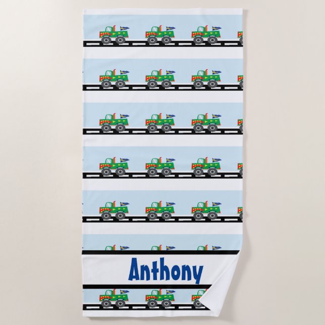 Personalised Colourful Monster Truck Beach Towel (Front)